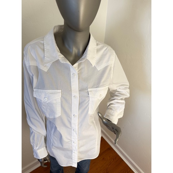Wrangler Retro Tops - Wrangler Retro Women's White Button Western Rodeo Blouse Size L